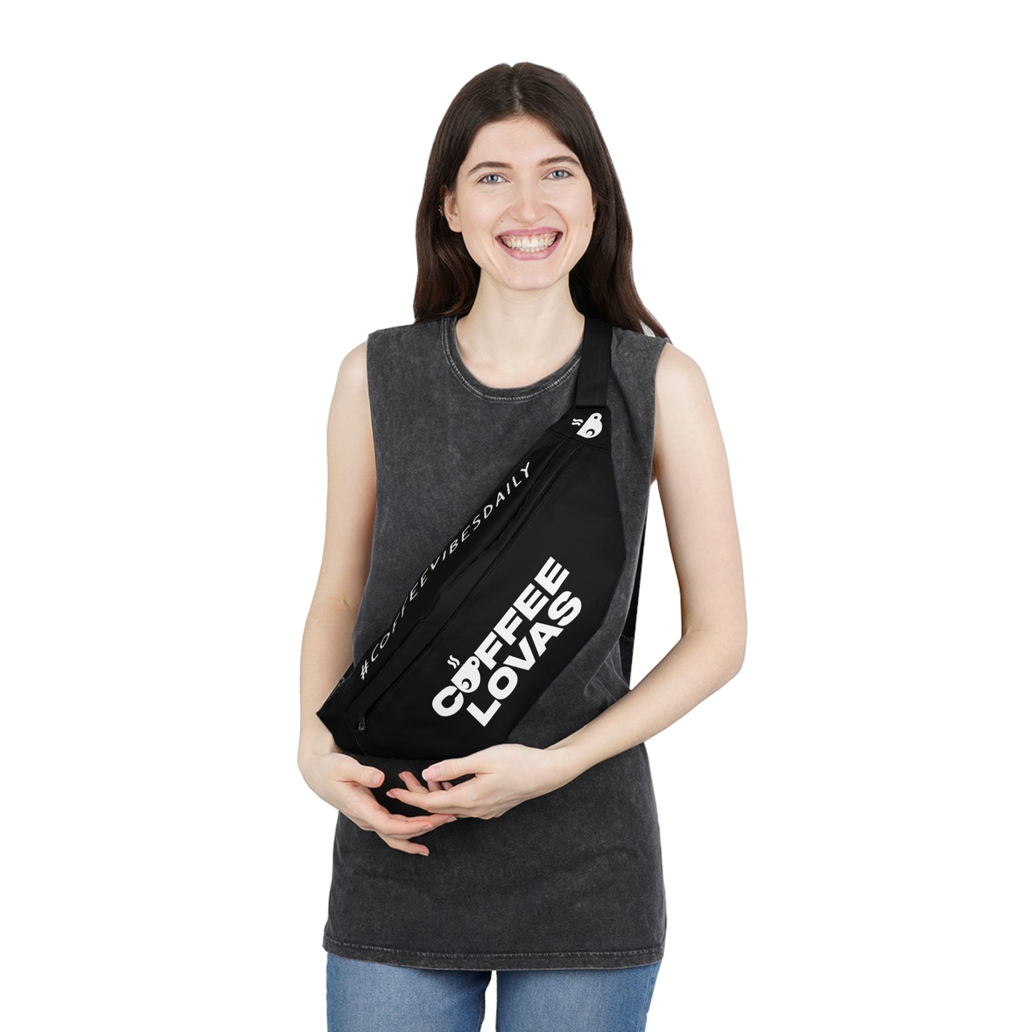 Coffee Lovas Large Fanny Pack (Black)