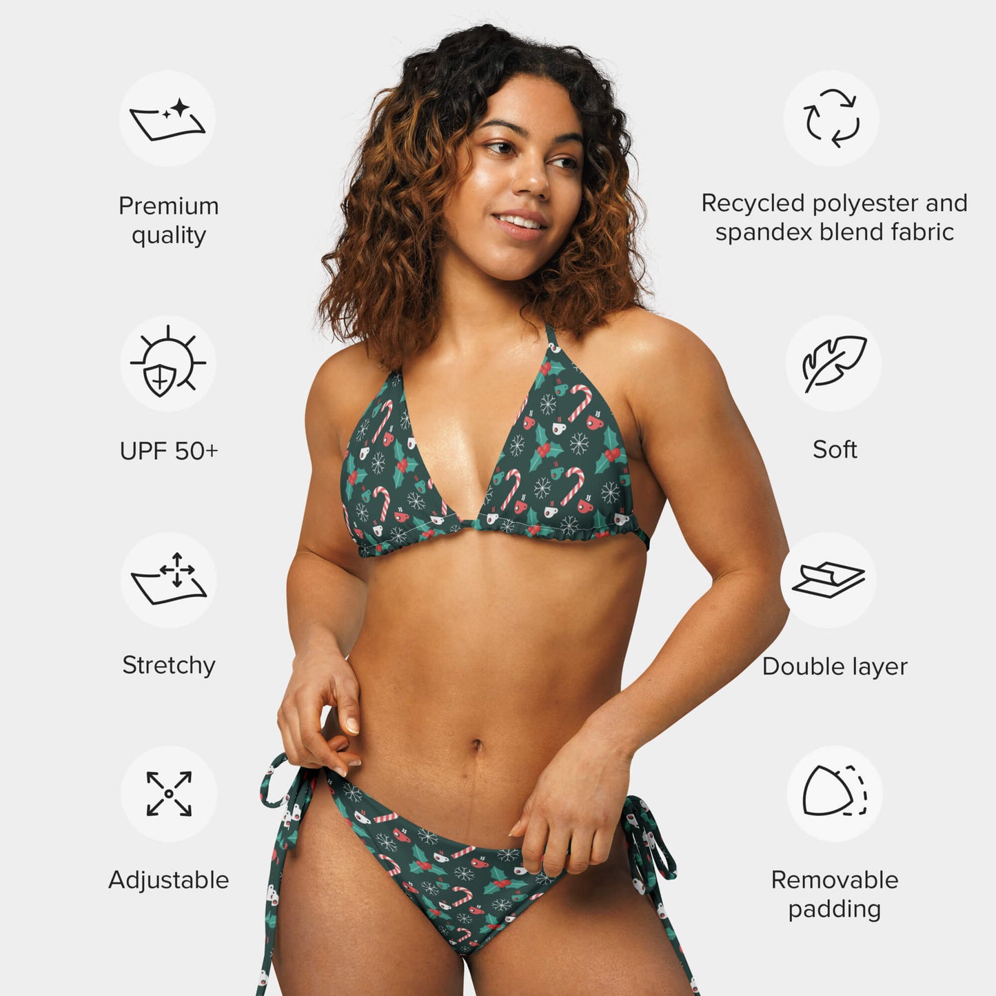 Coffee Lovas Christmas String Bikini