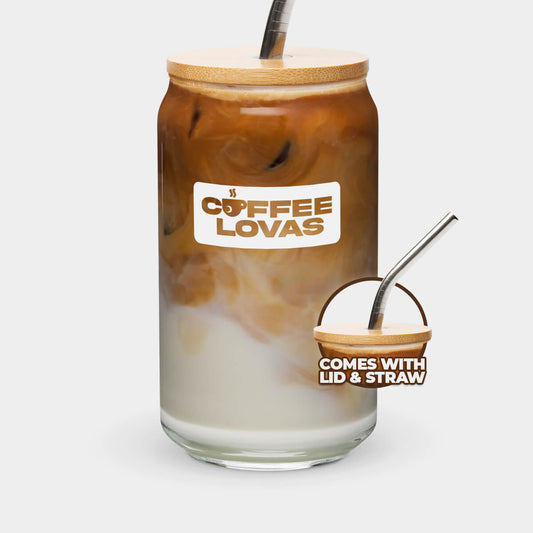 Boxed Coffee Lovas Logo Glass Cup