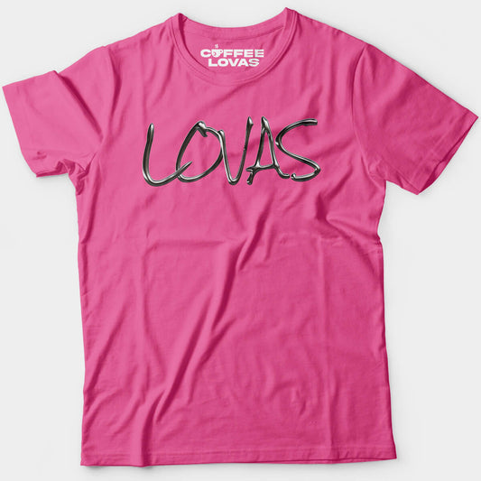 Azalea Chrome LOVAS script tee coffee culture streetwear shirt with bold typography