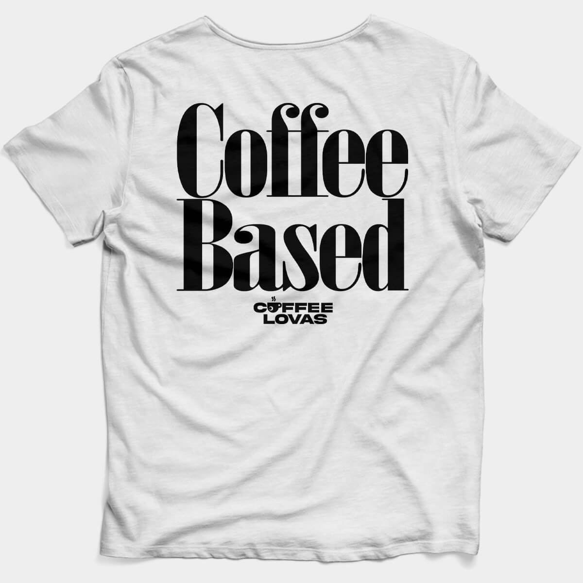 Oversized coffee based back print white tee with Coffee Lovas logo