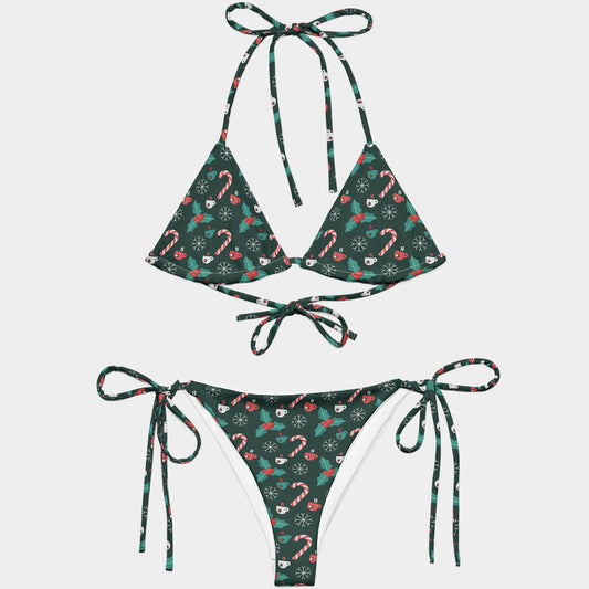 Coffee Lovas Christmas String Bikini