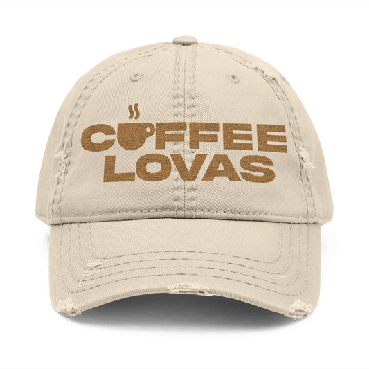 Classic Coffee Lovas Embroidered Logo Distressed Dad Hat