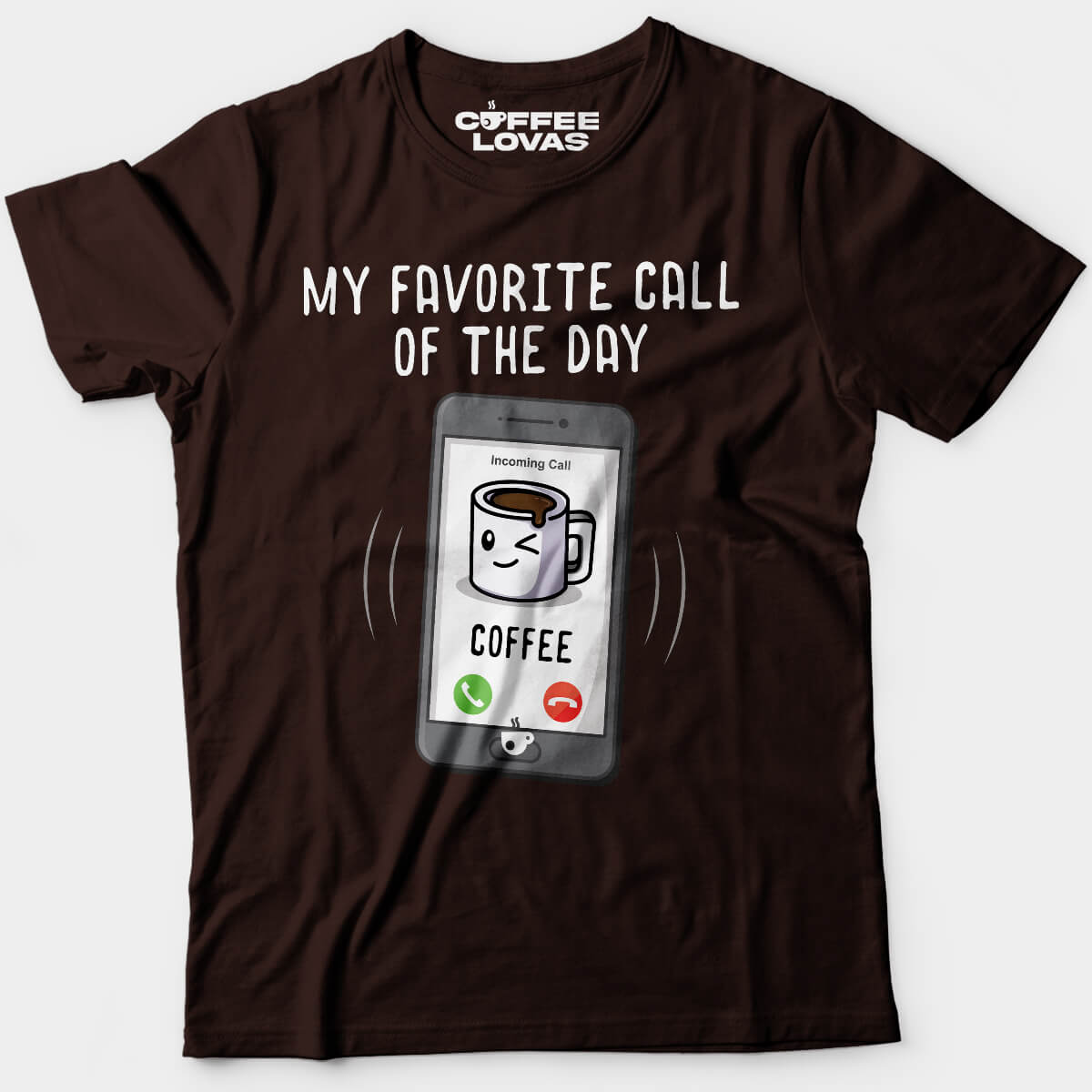 Dark Chocolate Coffee's Calling Tee - Playful coffee lover tee for caffeine enthusiasts - front view