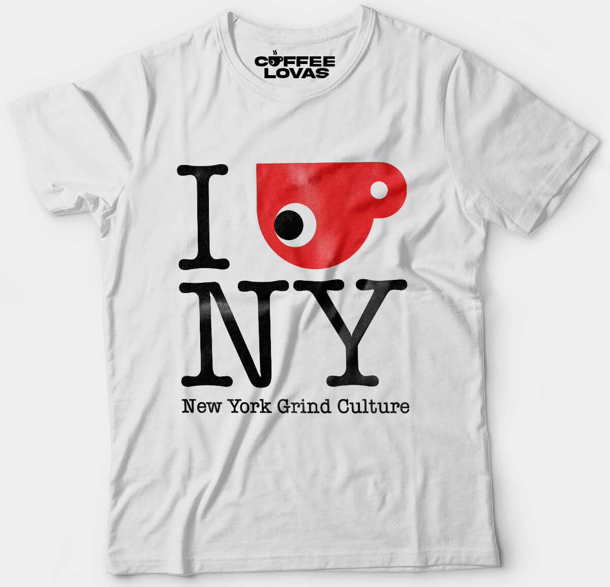 White coffee-themed NY shirt with iconic graphic