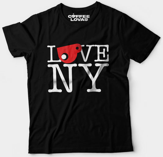 Black unisex coffee streetwear tee New York themed