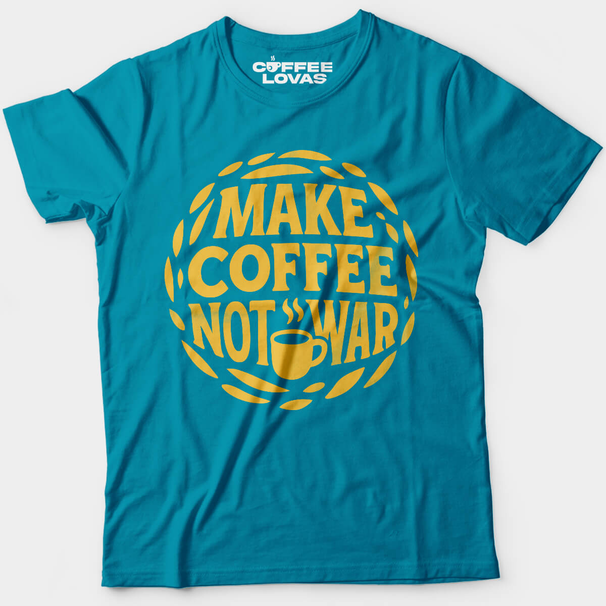 Tropical Blue Coffee Lovas graphic tee for unity through brew