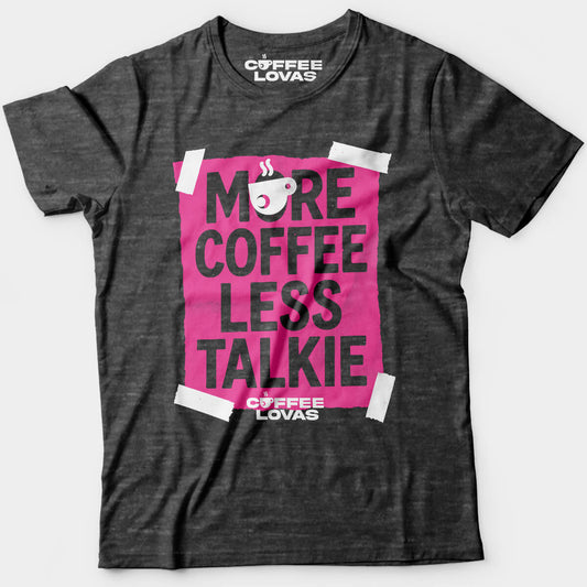 Charcoal coffee lover tee with bold text graphic