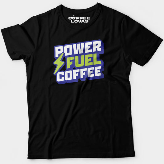 Black Power Fuel Coffee logo tee for high-powered coffee drinkers - front view
