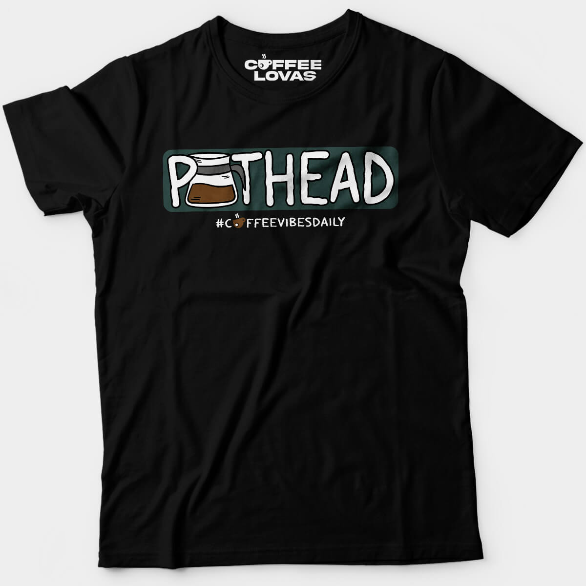 Pot Head coffee t-shirt with cartoon pot graphic