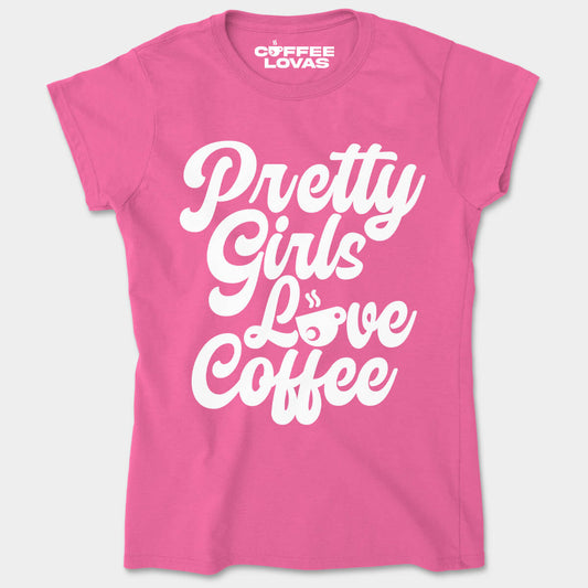 Azalea pink women's fit coffee shirt for bold sippers